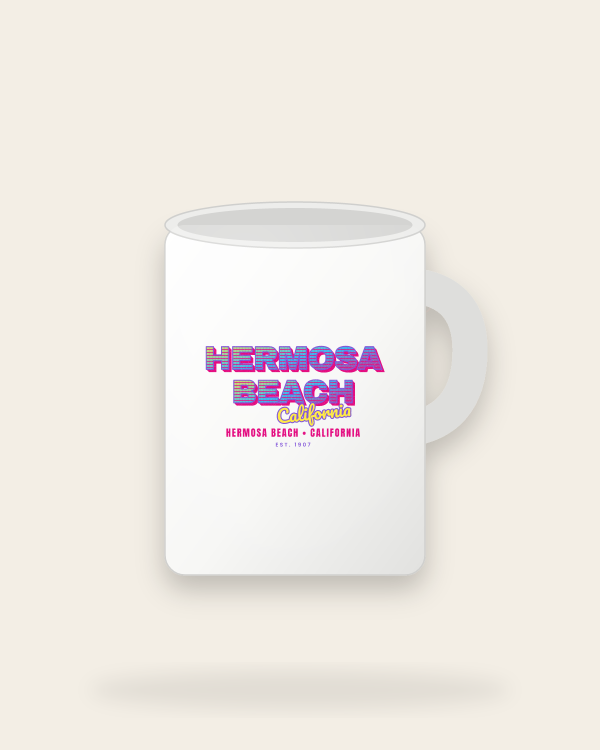 Hermosa Beach Music TV Ceramic Mug 15oz in White