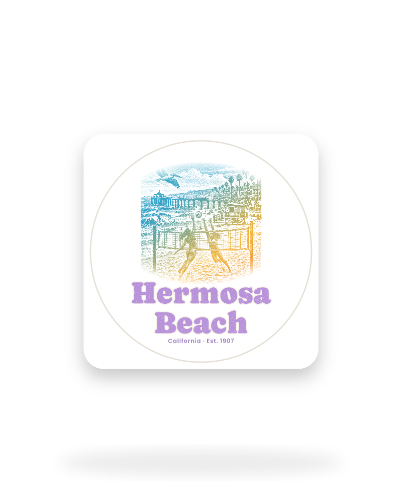Hermosa Beach Beach Volleyball Kiss-Cut Sticker