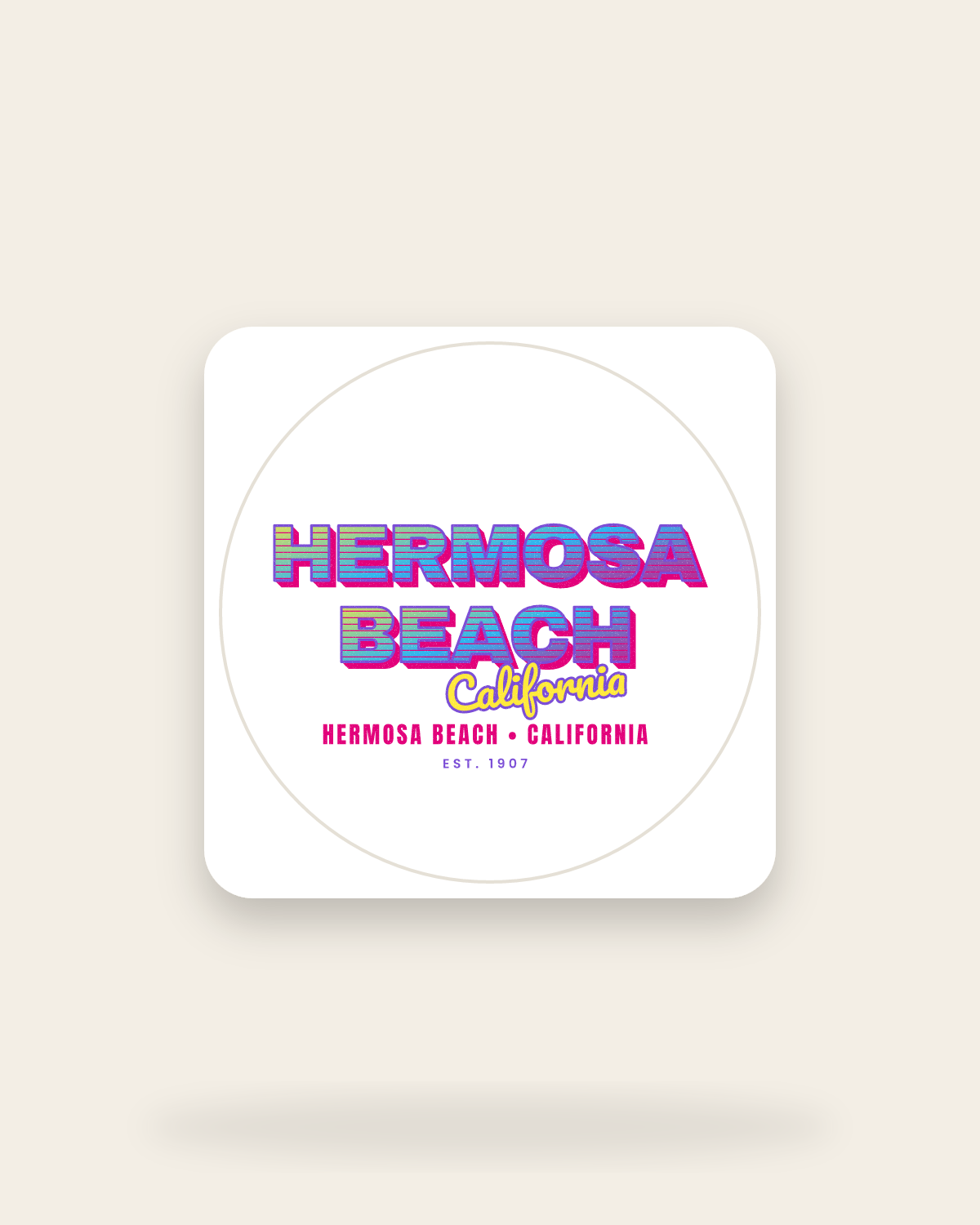 Hermosa Beach Music TV Kiss-Cut Sticker in White