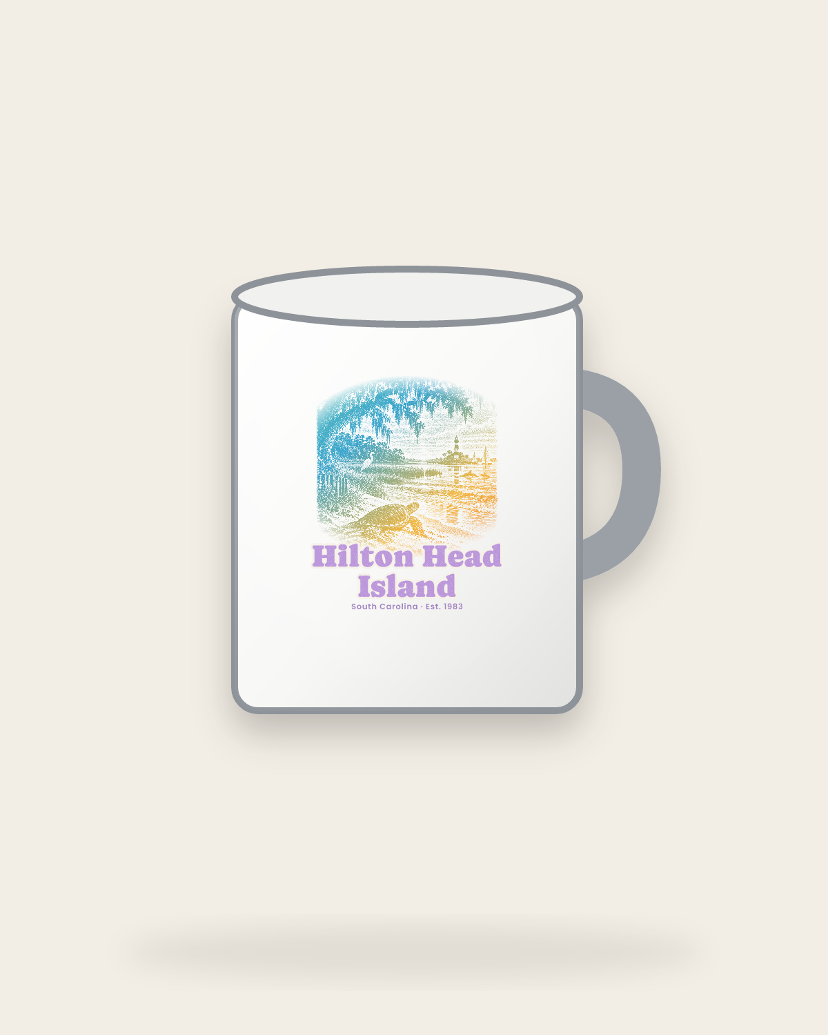 Hilton Head Island Loggerhead Dawn Enamel Camp Mug in White