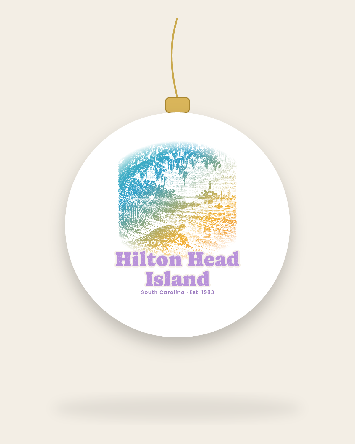 Hilton Head Island Loggerhead Dawn Ceramic Ornament in White