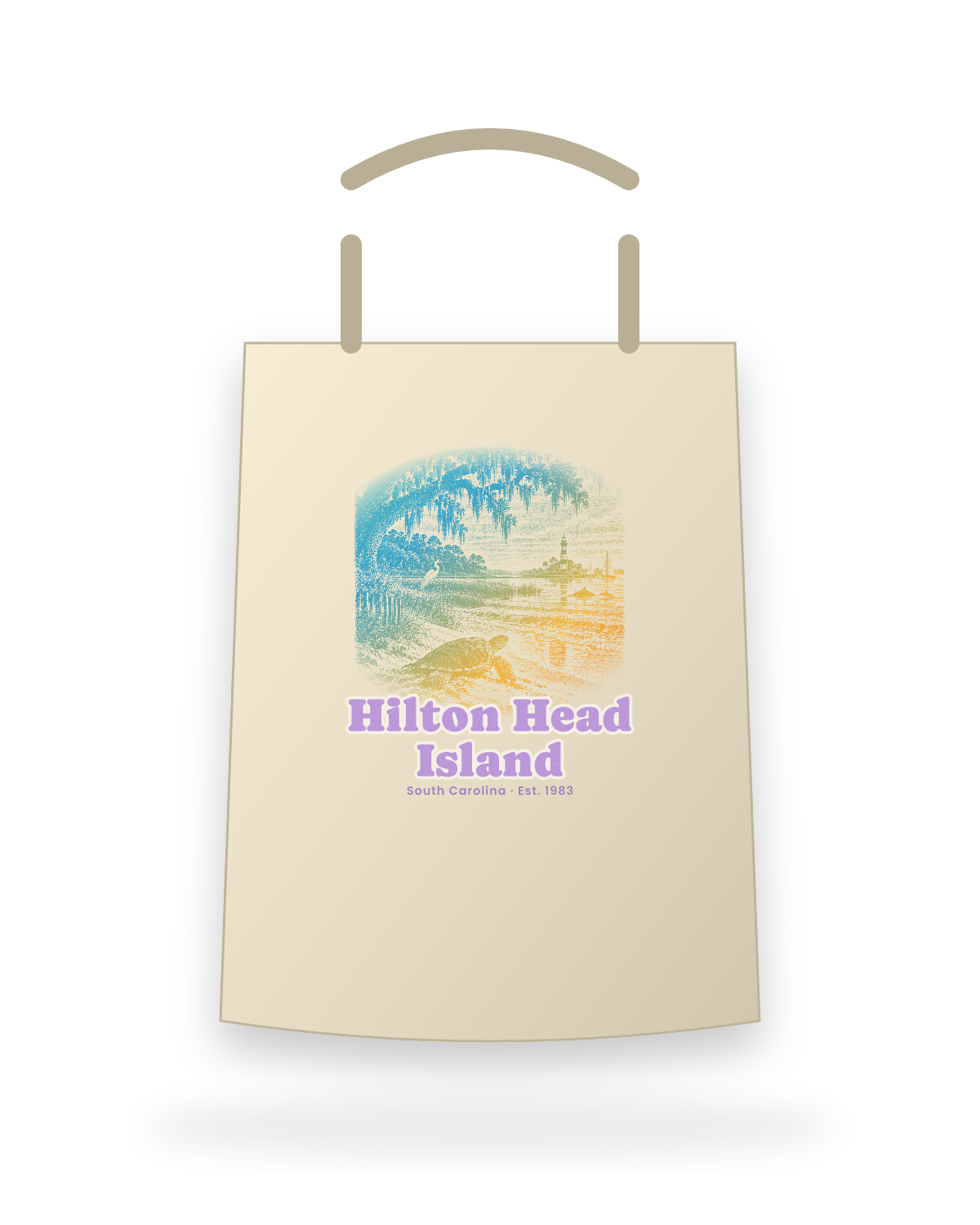 Hilton Head Island Loggerhead Dawn Canvas Tote in Beige