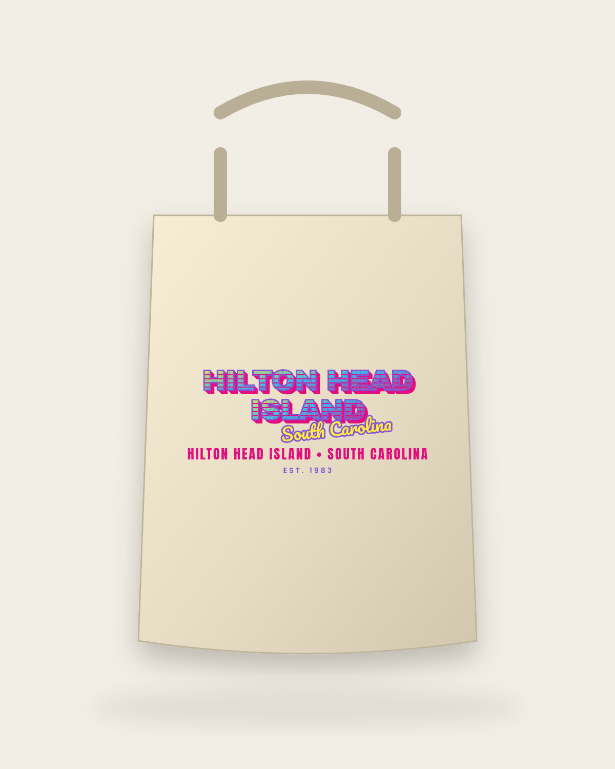 Hilton Head Island Music TV Canvas Tote in Beige
