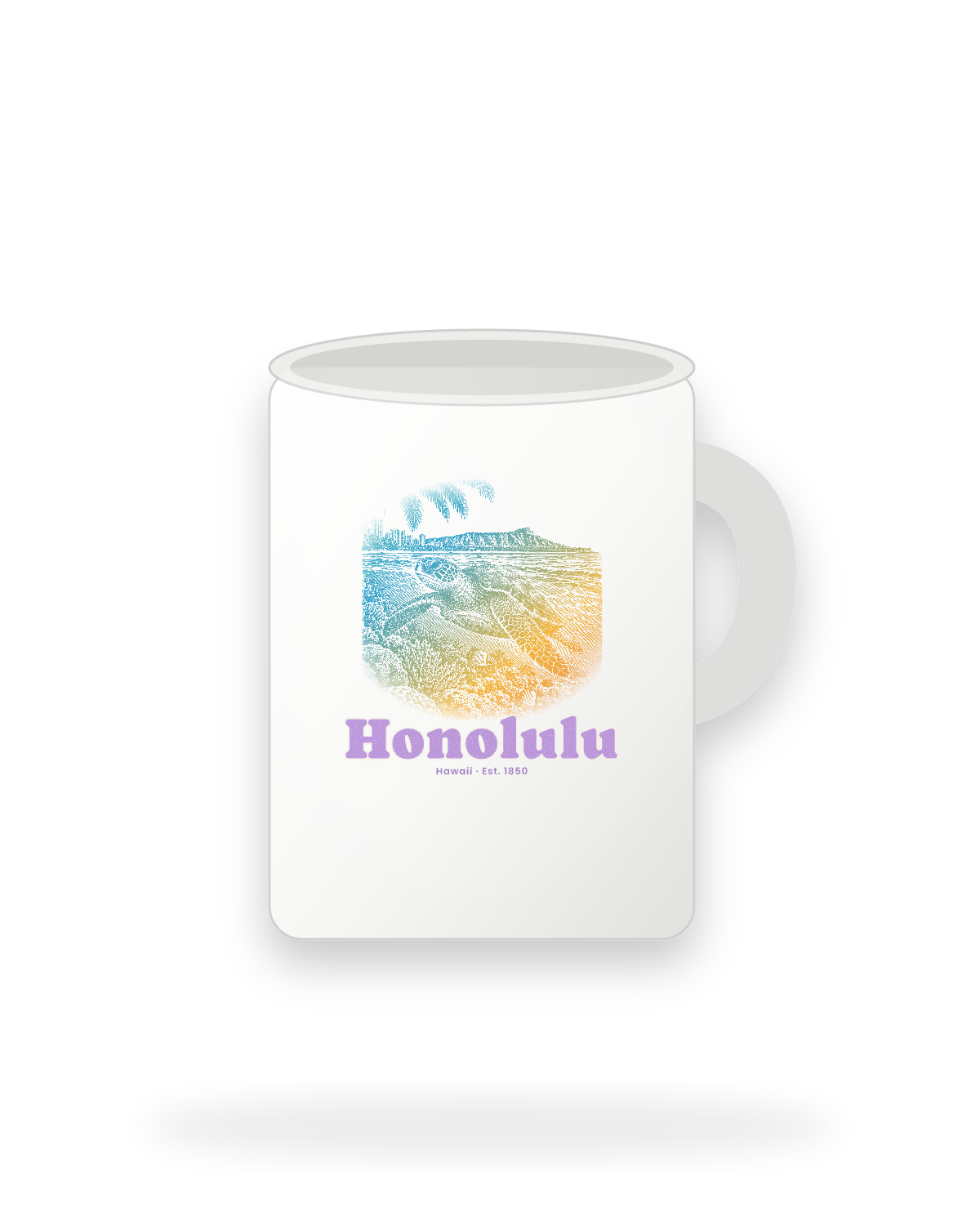 Honolulu Sea Turtle Ceramic Mug 15oz in White