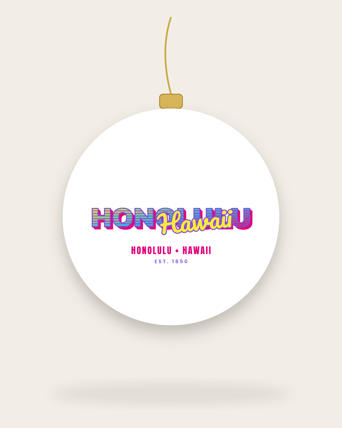 Honolulu Music TV Ceramic Ornament in White