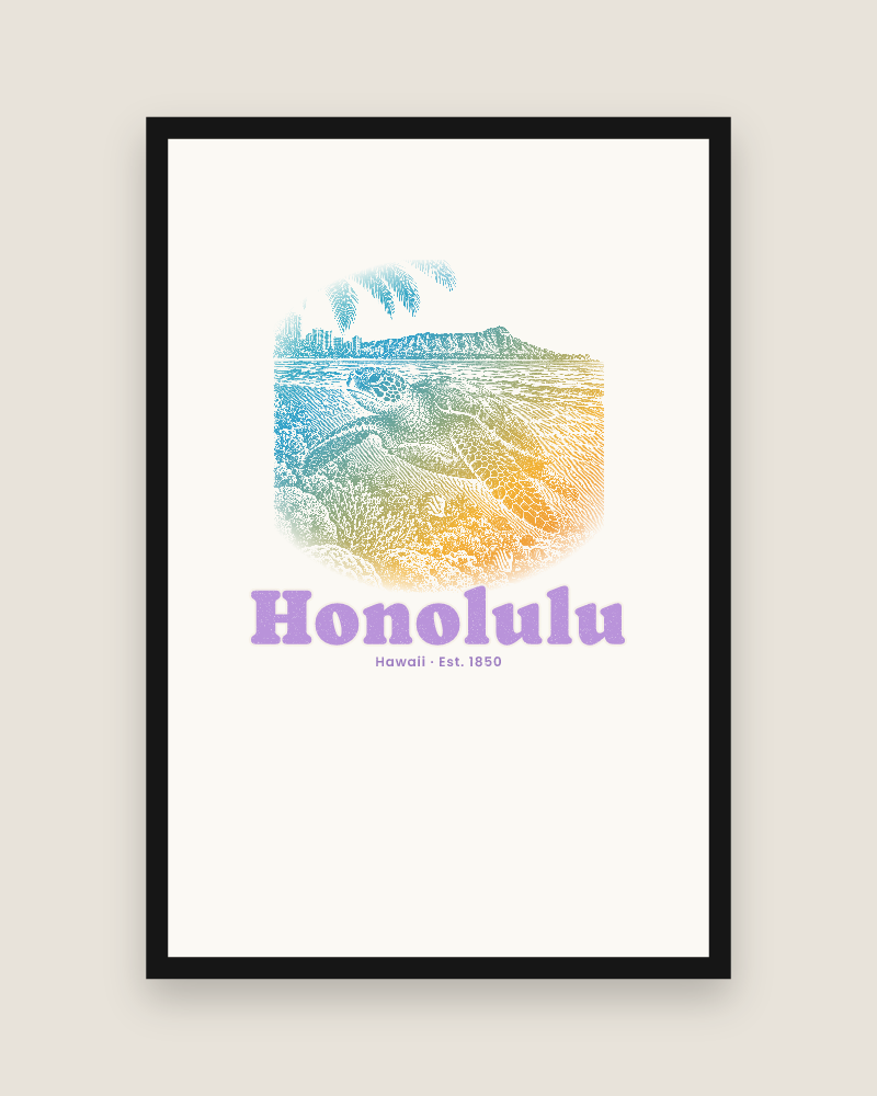 Honolulu Sea Turtle Matte Poster