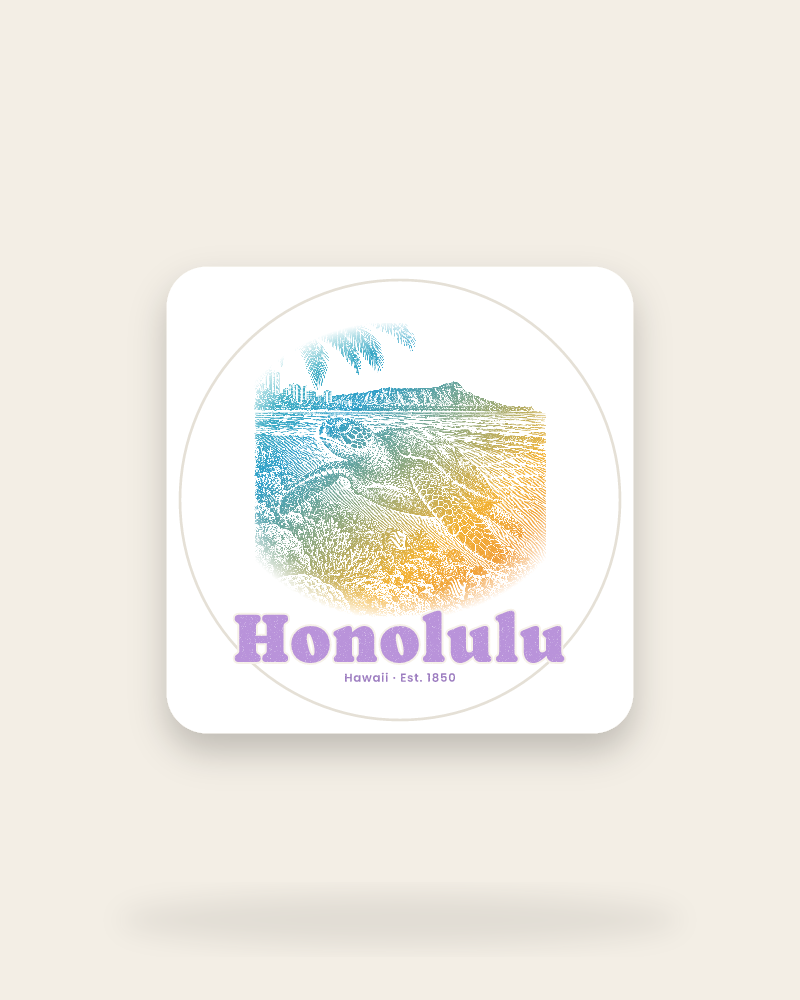 Honolulu Sea Turtle Kiss-Cut Sticker