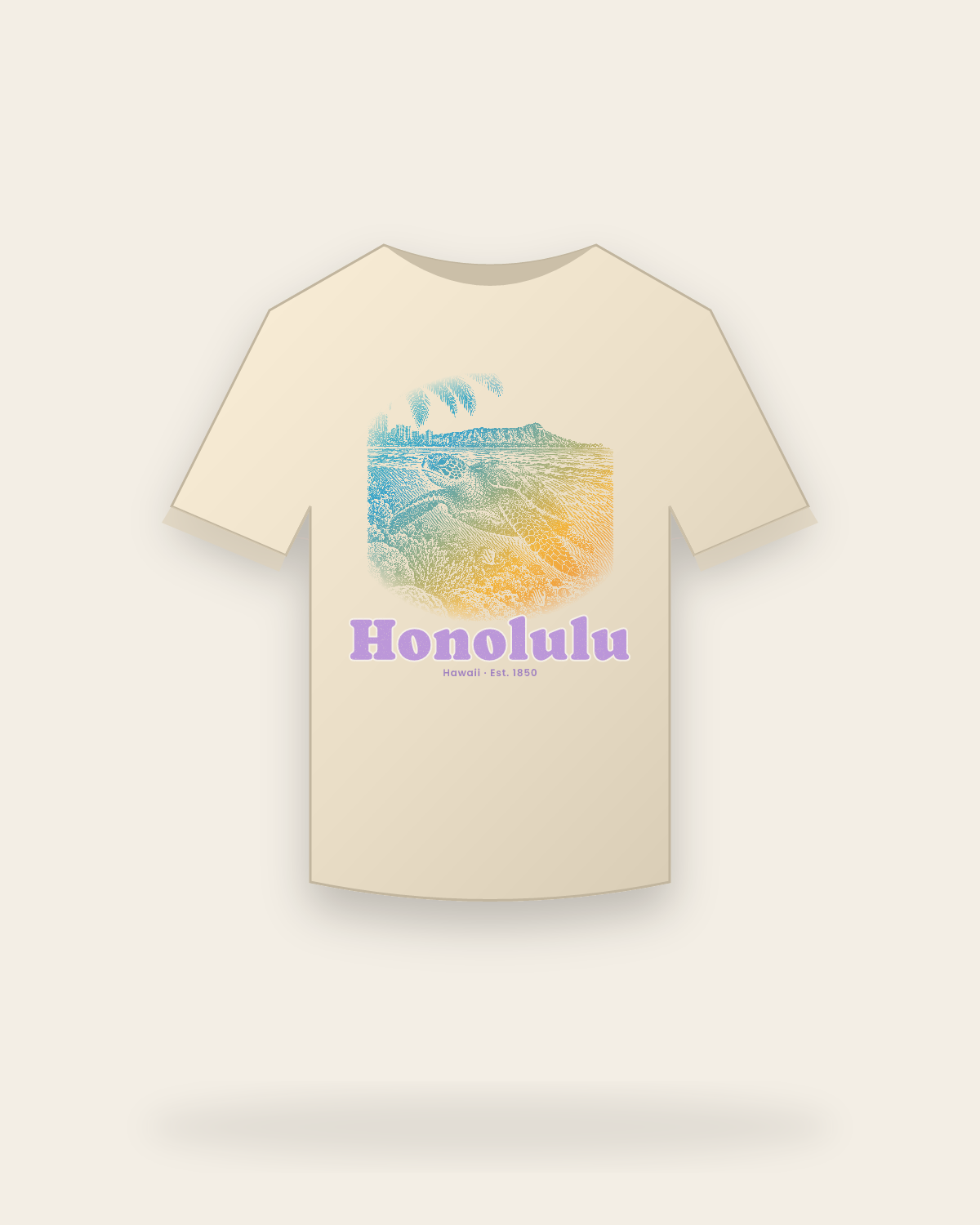 Honolulu Sea Turtle Organic Cotton Tee in Natural