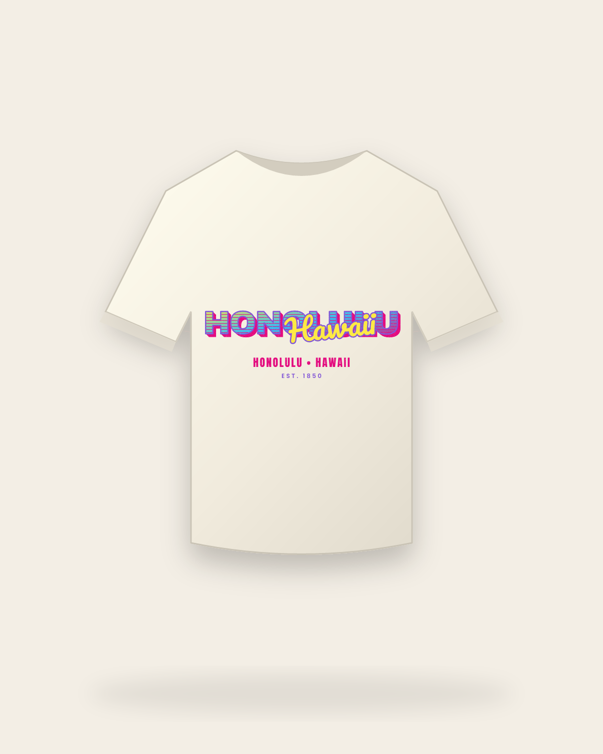 Honolulu Music TV Vintage Wash Tee in Ivory
