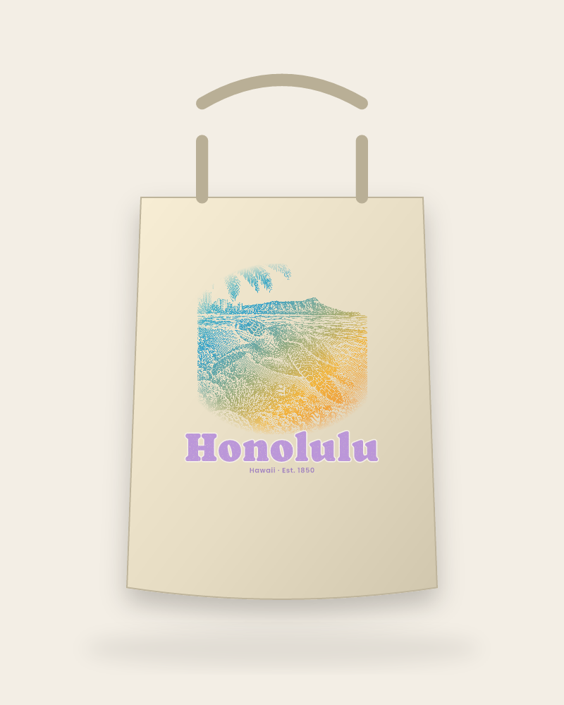 Honolulu Sea Turtle Canvas Tote