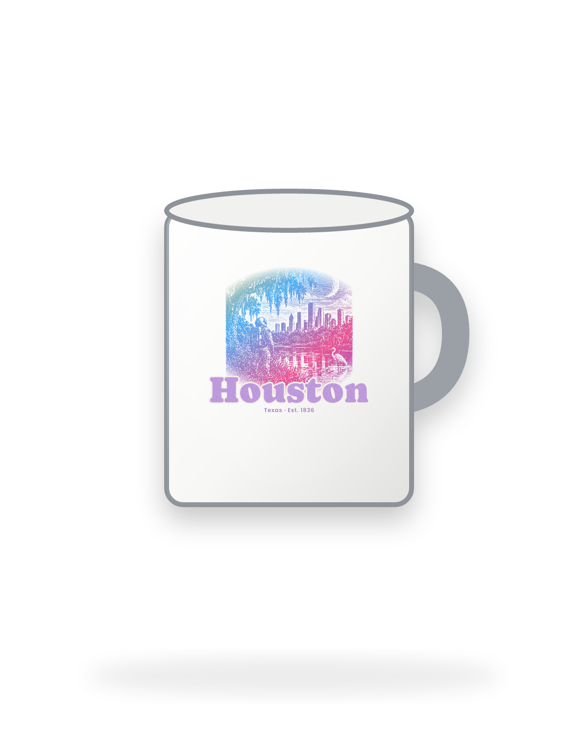 Houston Bayou Moon Enamel Camp Mug in White