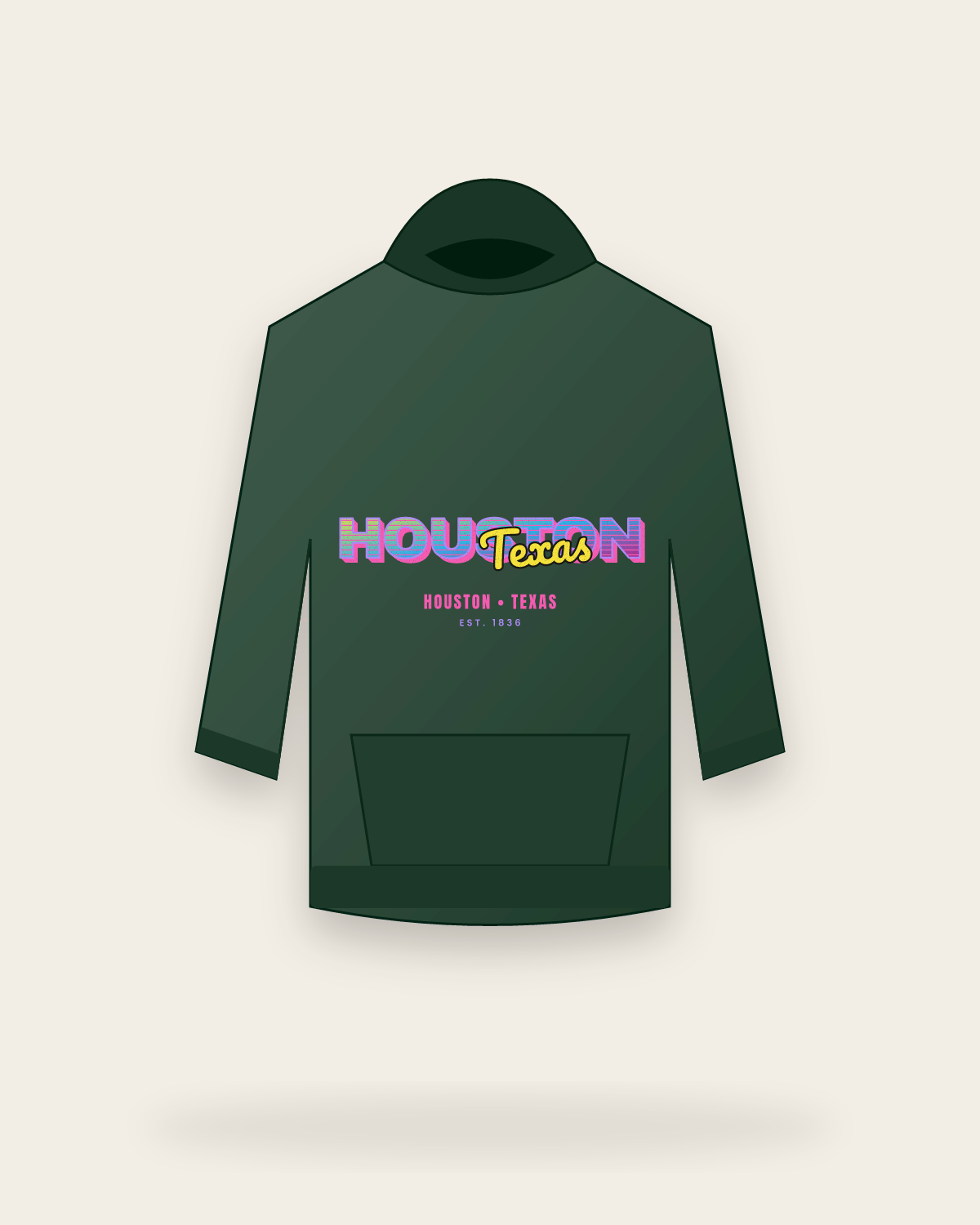 Houston Music TV Hooded Sweatshirt in Forest Green