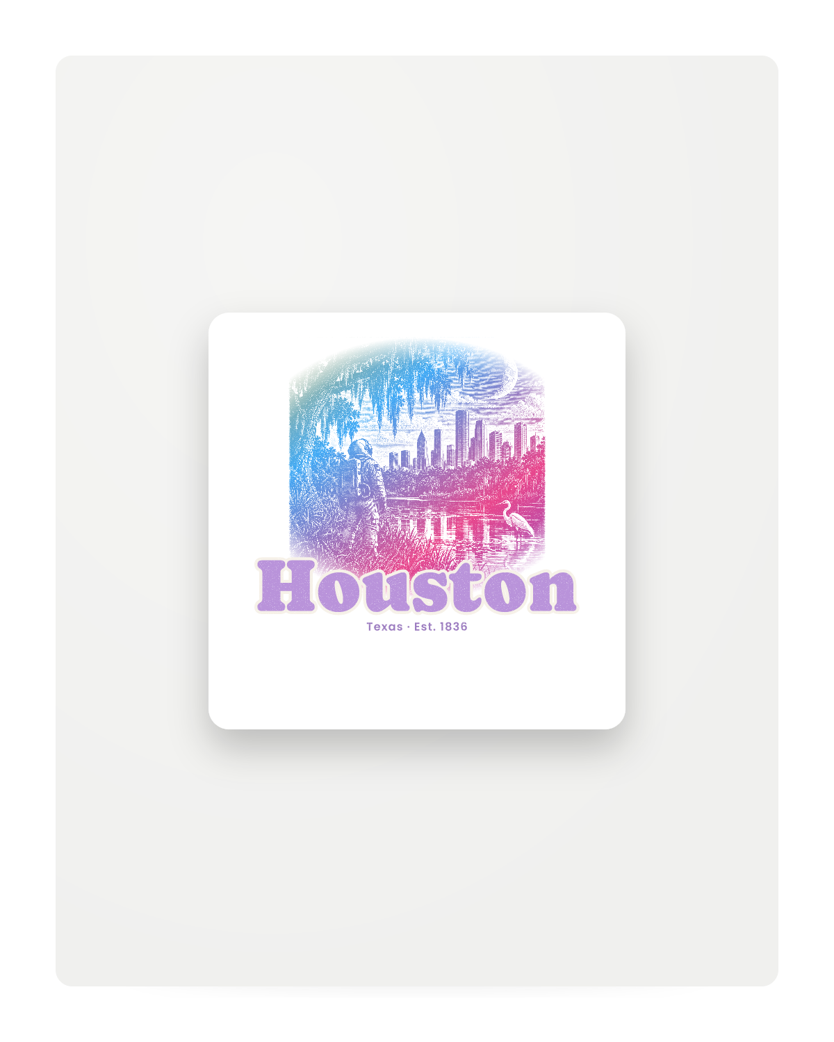 Houston Bayou Moon Fridge Magnet in White