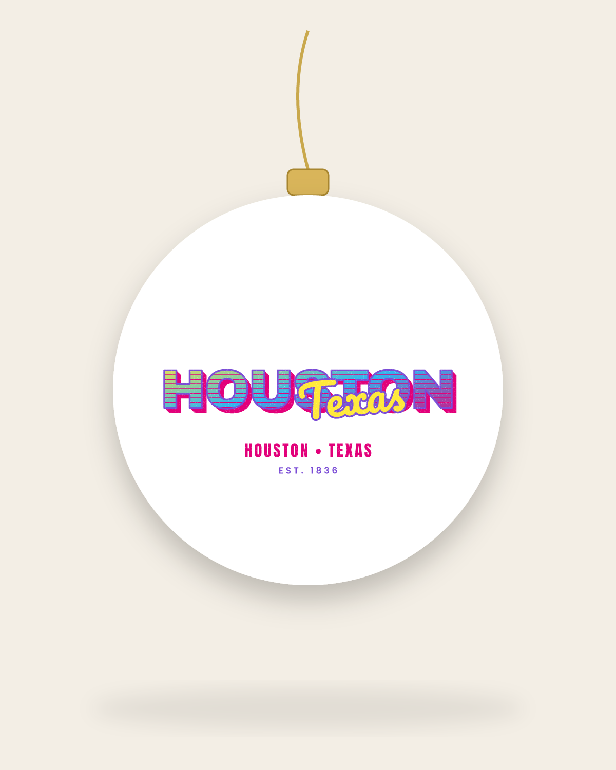 Houston Music TV Ceramic Ornament in White