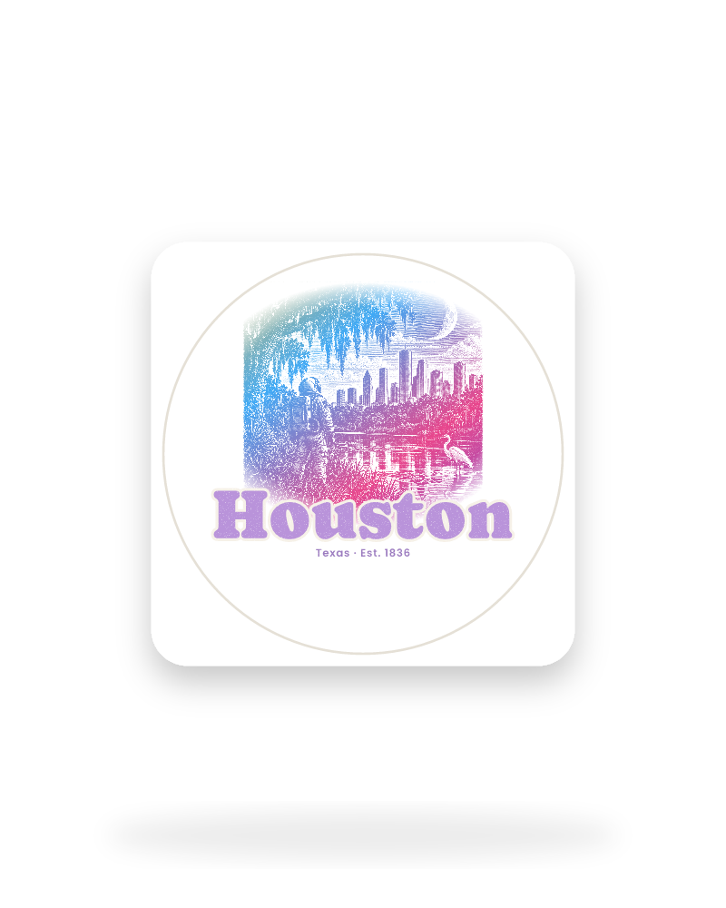 Houston Bayou Moon Kiss-Cut Sticker