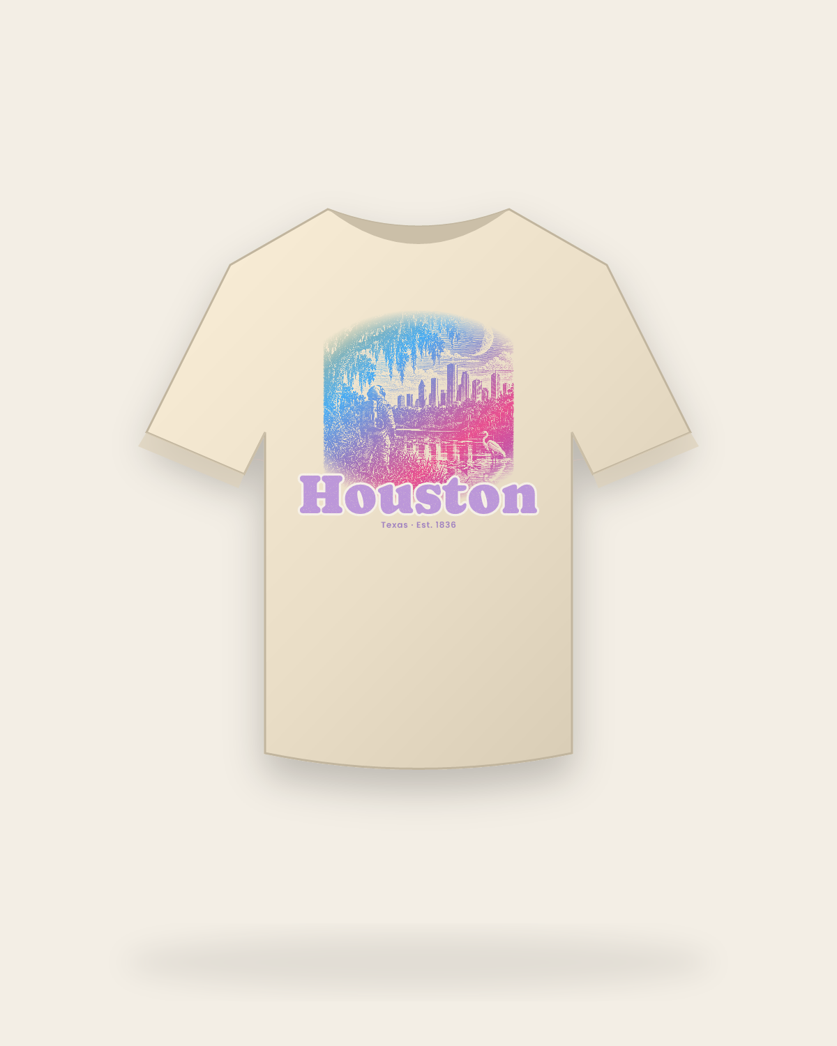 Houston, TX Bayou Moon Classic Tee in Natural