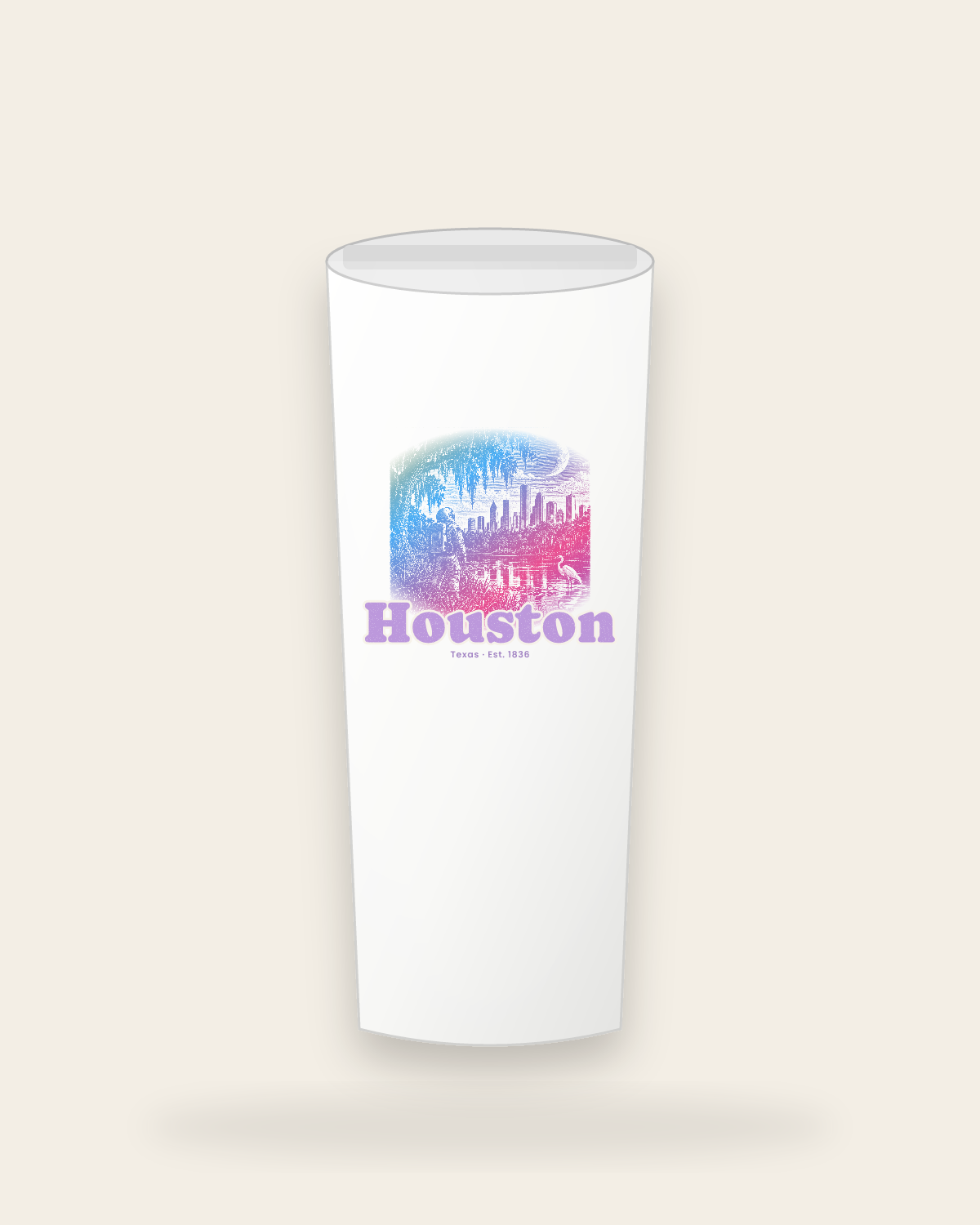 Houston Bayou Moon Insulated Tumbler 20oz in White