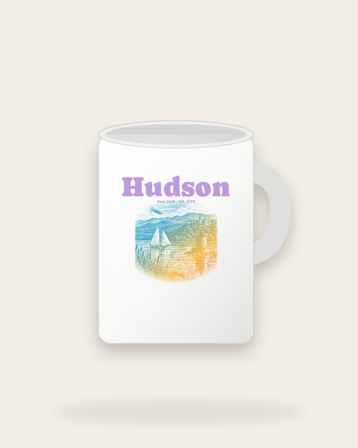 Hudson River Lighthouse Ceramic Mug 15oz in White