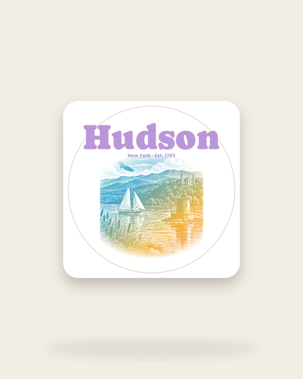 Hudson River Lighthouse Kiss-Cut Sticker in White