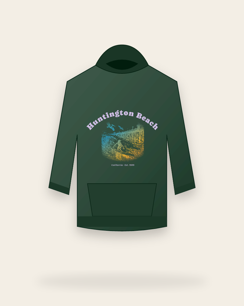 Huntington Beach Pier Surfer Hooded Sweatshirt