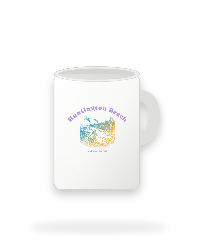 Huntington Beach Pier Surfer Ceramic Mug 15oz