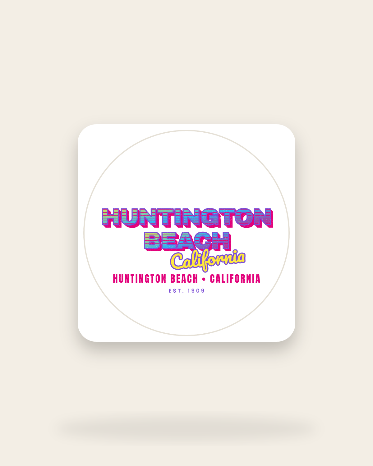 Huntington Beach Music TV Kiss-Cut Sticker in White