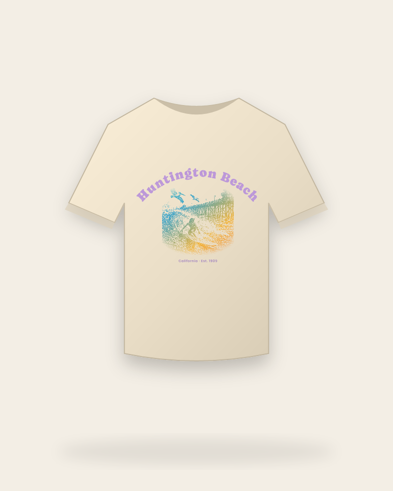 Huntington Beach Pier Surfer Organic Cotton Tee