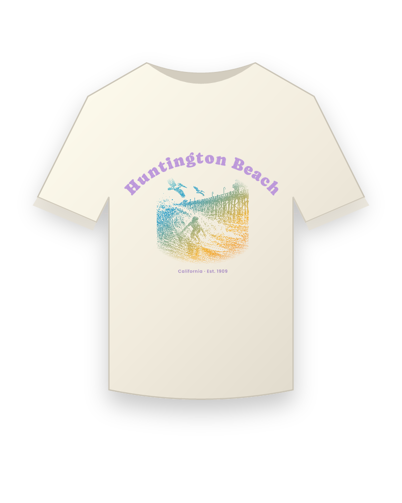 Huntington Beach Pier Surfer Vintage Wash Tee