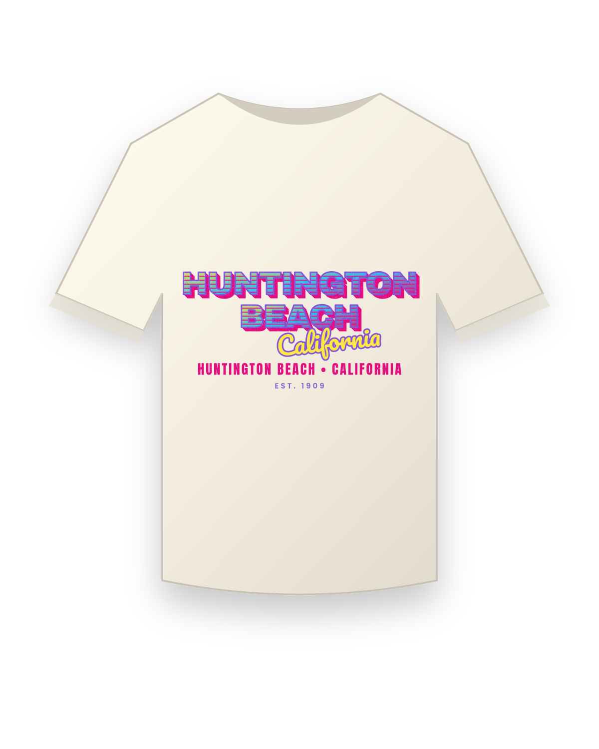Huntington Beach Music TV Vintage Wash Tee in Ivory
