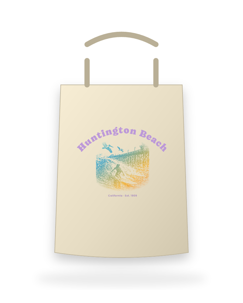 Huntington Beach Pier Surfer Canvas Tote