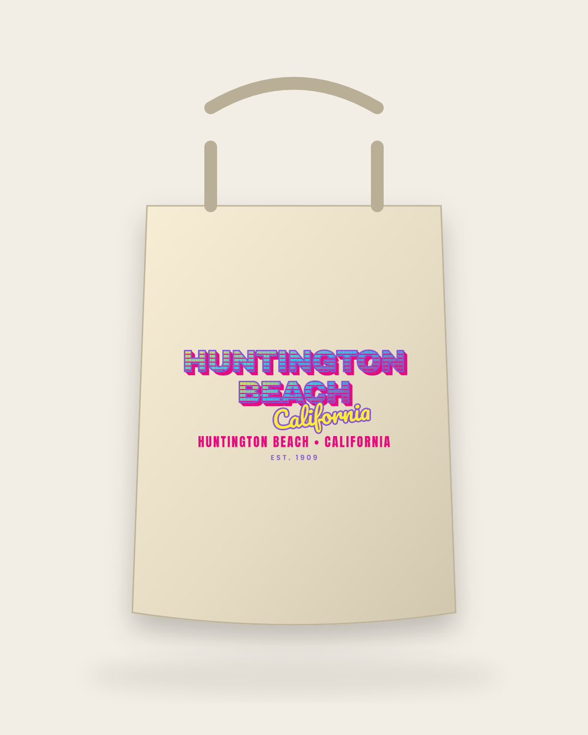Huntington Beach Music TV Canvas Tote in Beige
