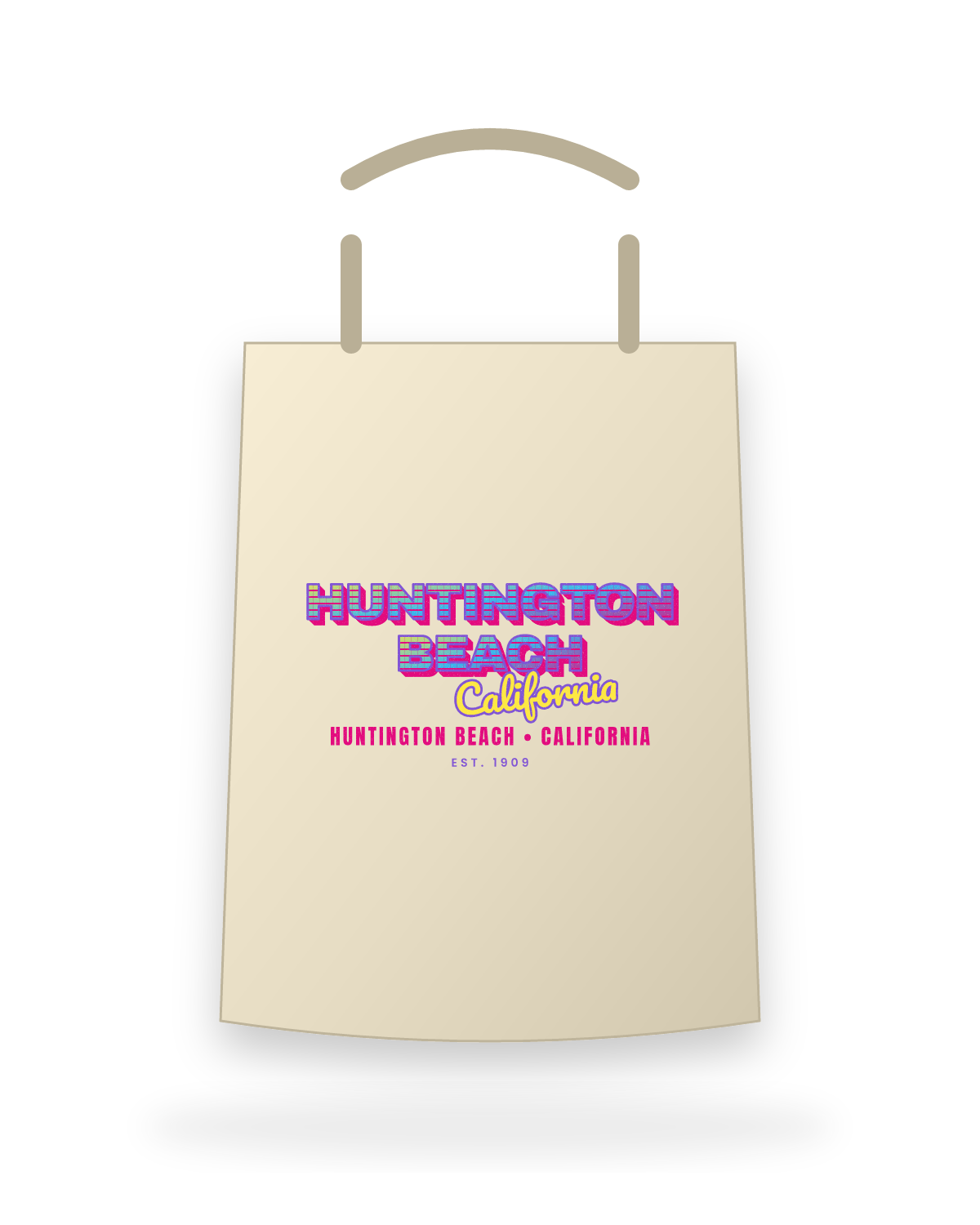 Huntington Beach Music TV Canvas Tote in Beige