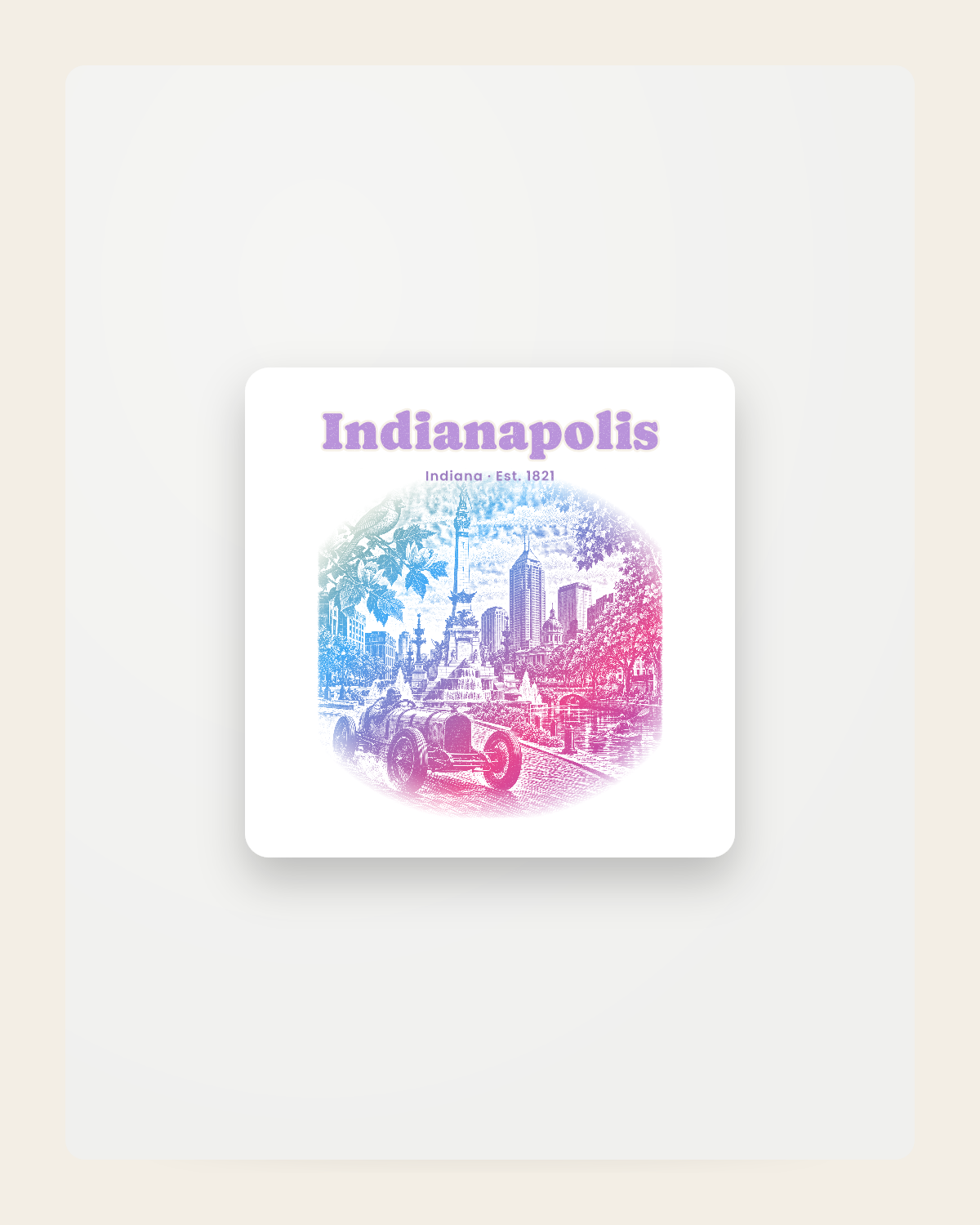 Indianapolis Monument Circle Fridge Magnet in White