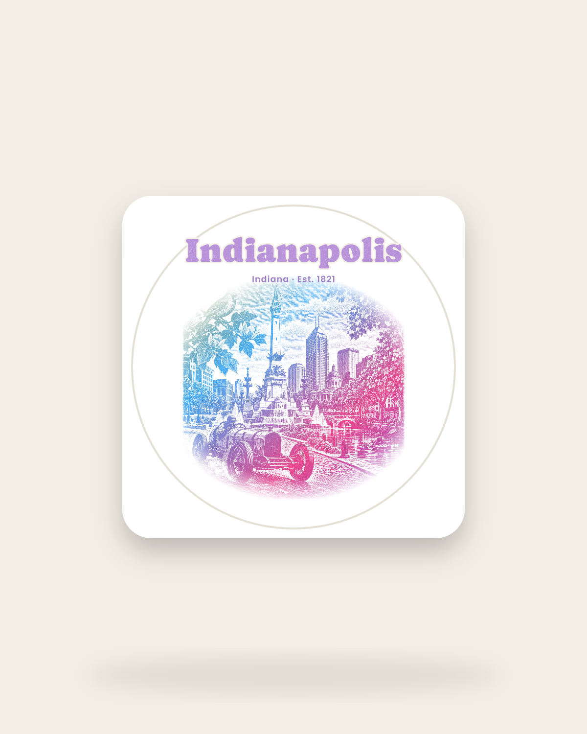 Indianapolis Monument Circle Kiss-Cut Sticker in White