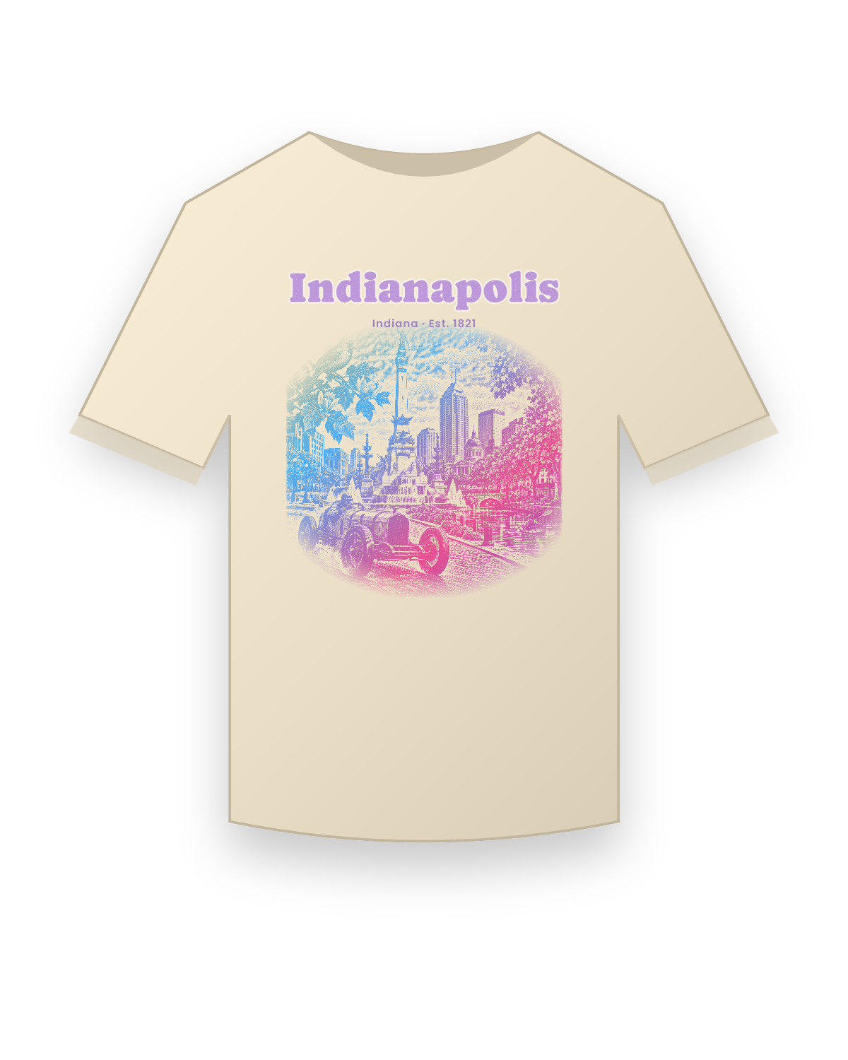 Indianapolis Monument Circle Organic Cotton Tee in Natural
