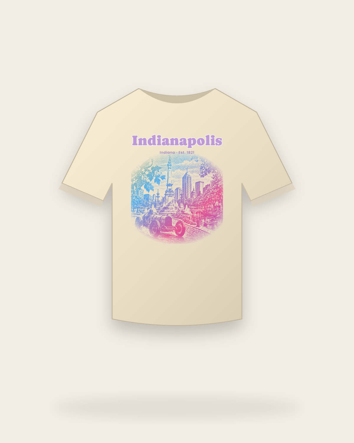 Indianapolis, IN Monument Circle Classic Tee in Natural