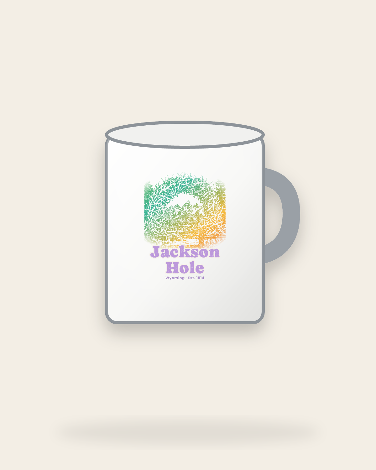 Jackson Hole Antler Arch Enamel Camp Mug in White