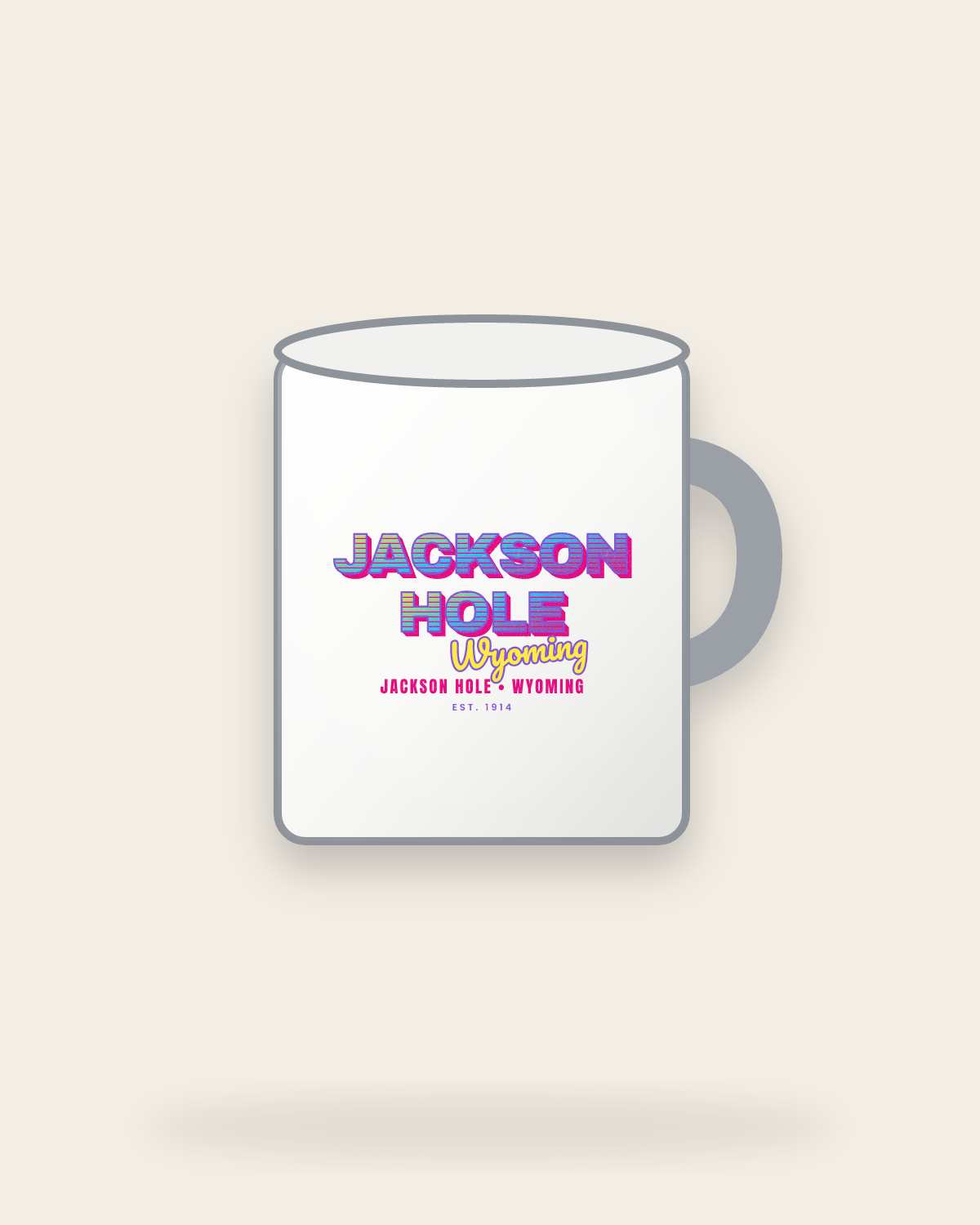 Jackson Hole Music TV Enamel Camp Mug in White