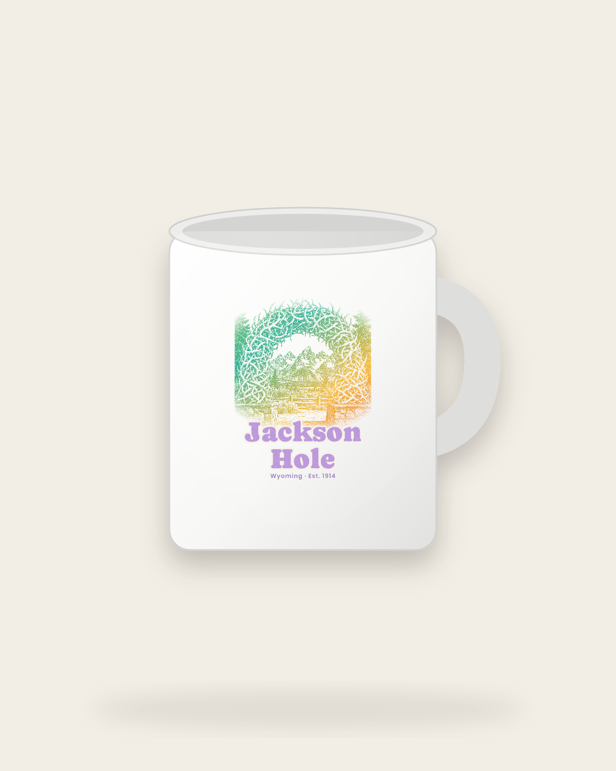 Jackson Hole Antler Arch Ceramic Mug 11oz in White