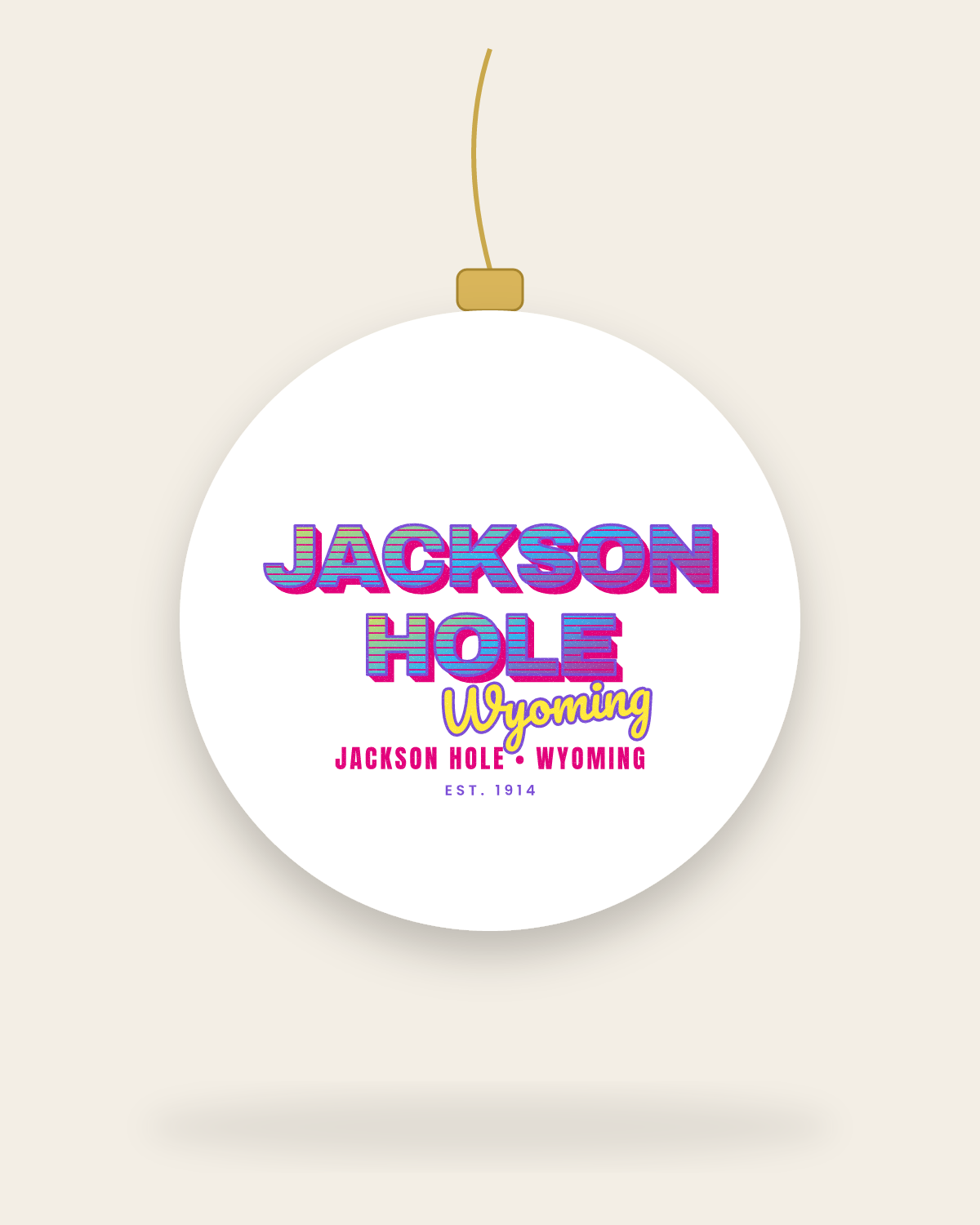 Jackson Hole Music TV Ceramic Ornament in White