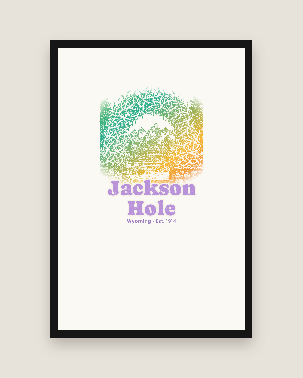 Jackson Hole Antler Arch Matte Poster in White