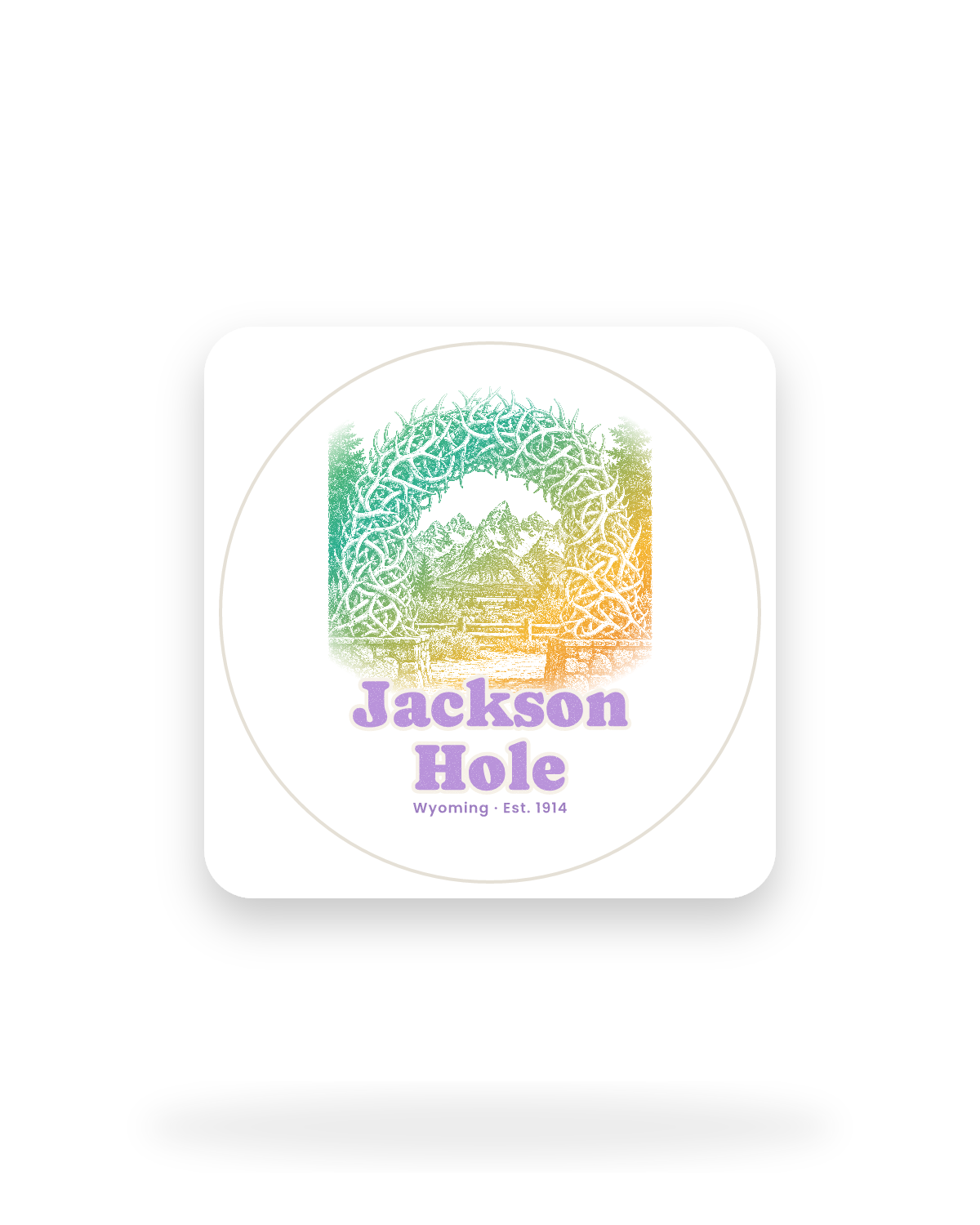 Jackson Hole Antler Arch Kiss-Cut Sticker in White