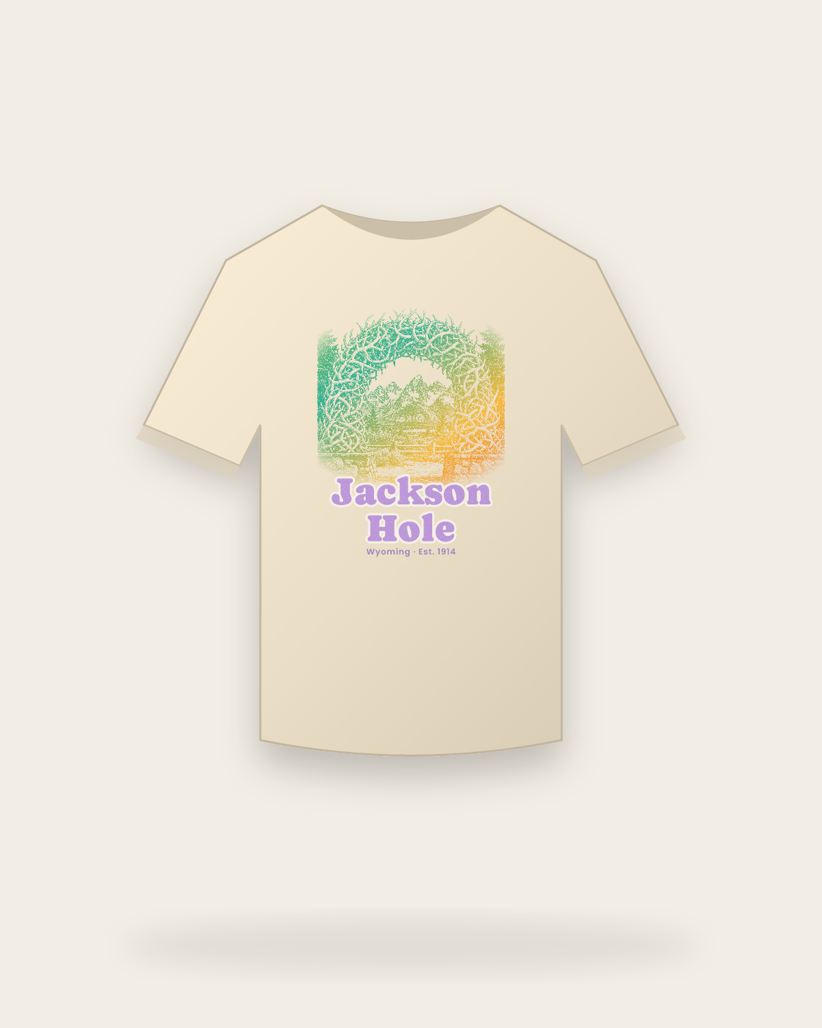 Jackson Hole, WY Antler Arch Classic Tee in Natural