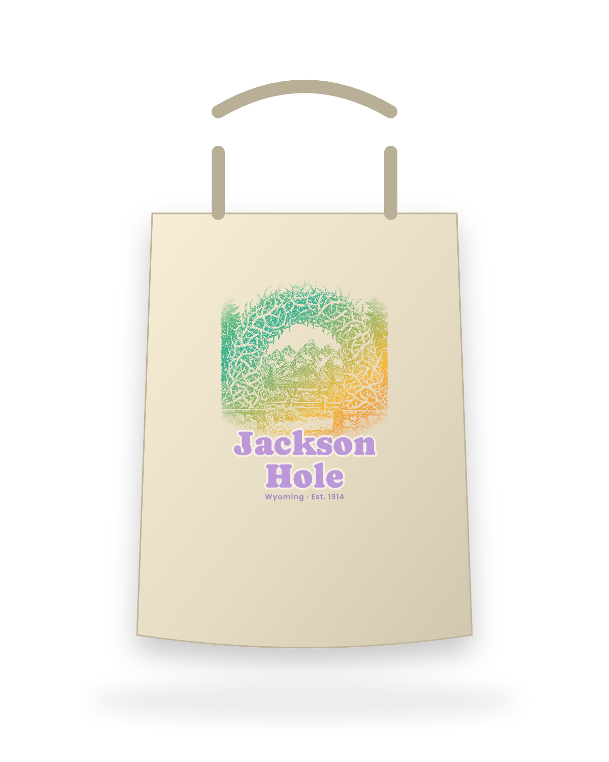 Jackson Hole Antler Arch Canvas Tote in Beige