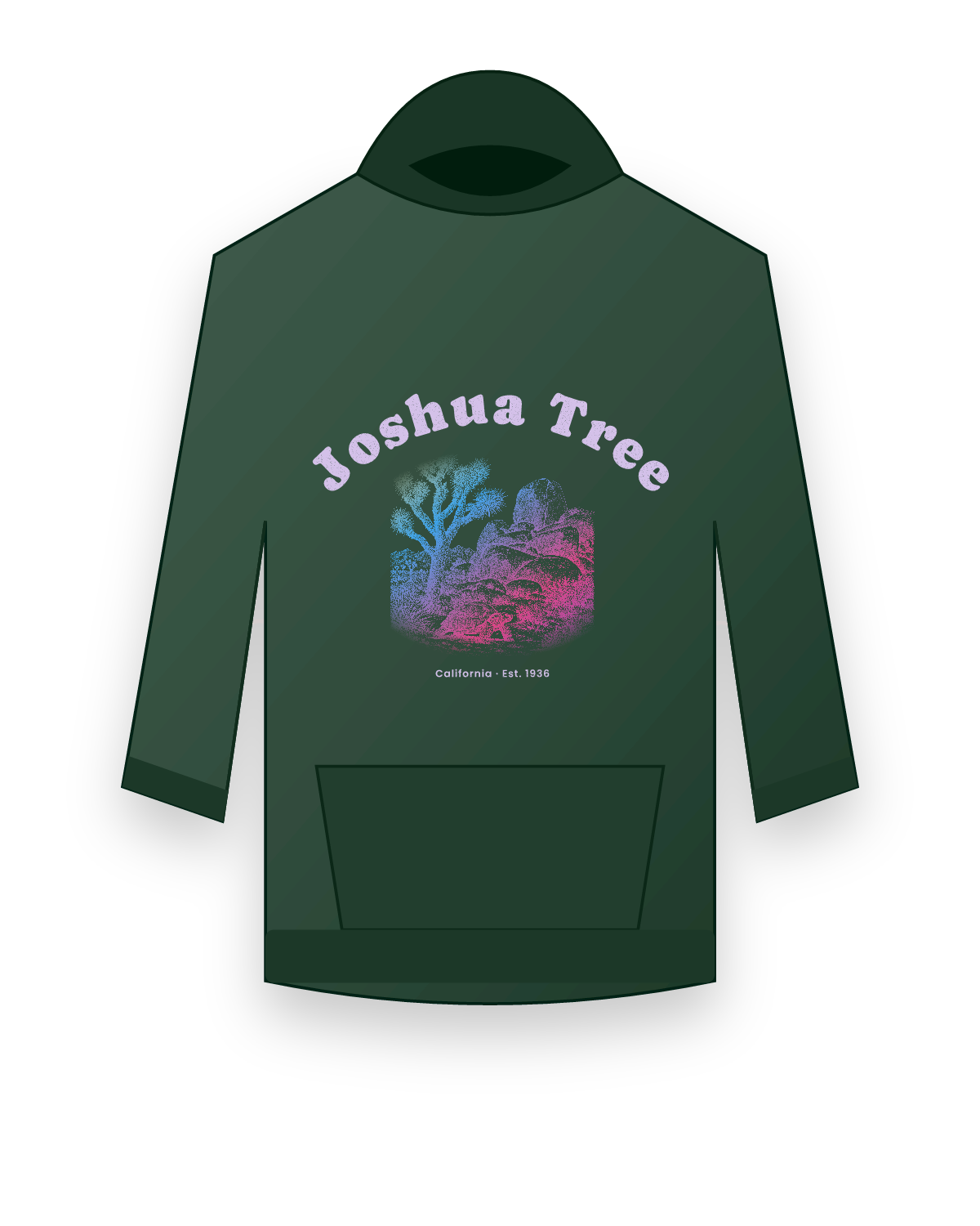 Joshua Tree Joshua Tree & Tortoise Hooded Sweatshirt in Forest Green