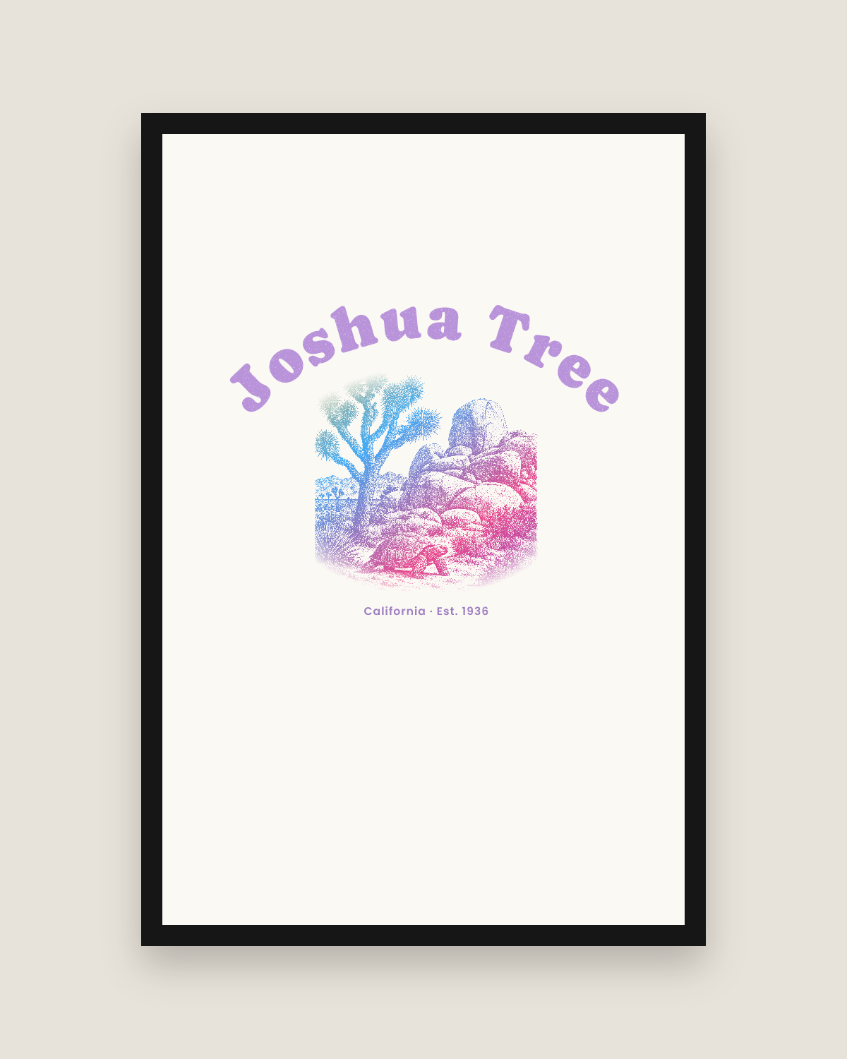 Joshua Tree Joshua Tree & Tortoise Matte Poster in White