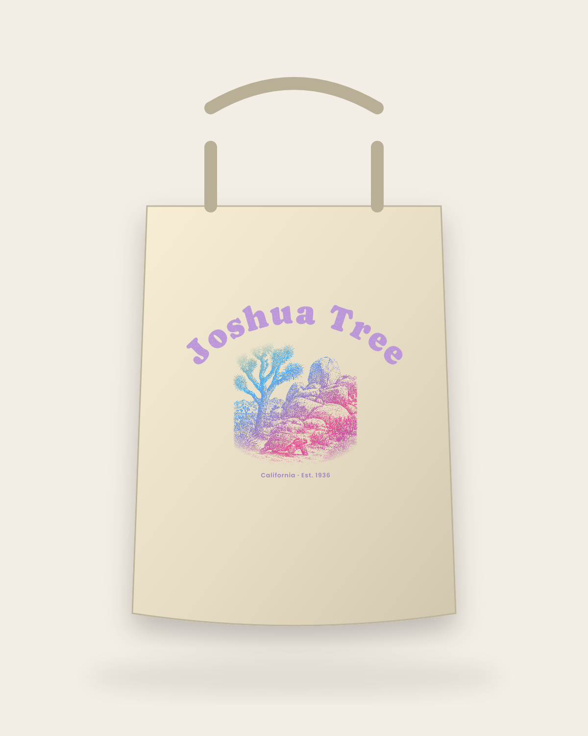 Joshua Tree Joshua Tree & Tortoise Canvas Tote in Beige