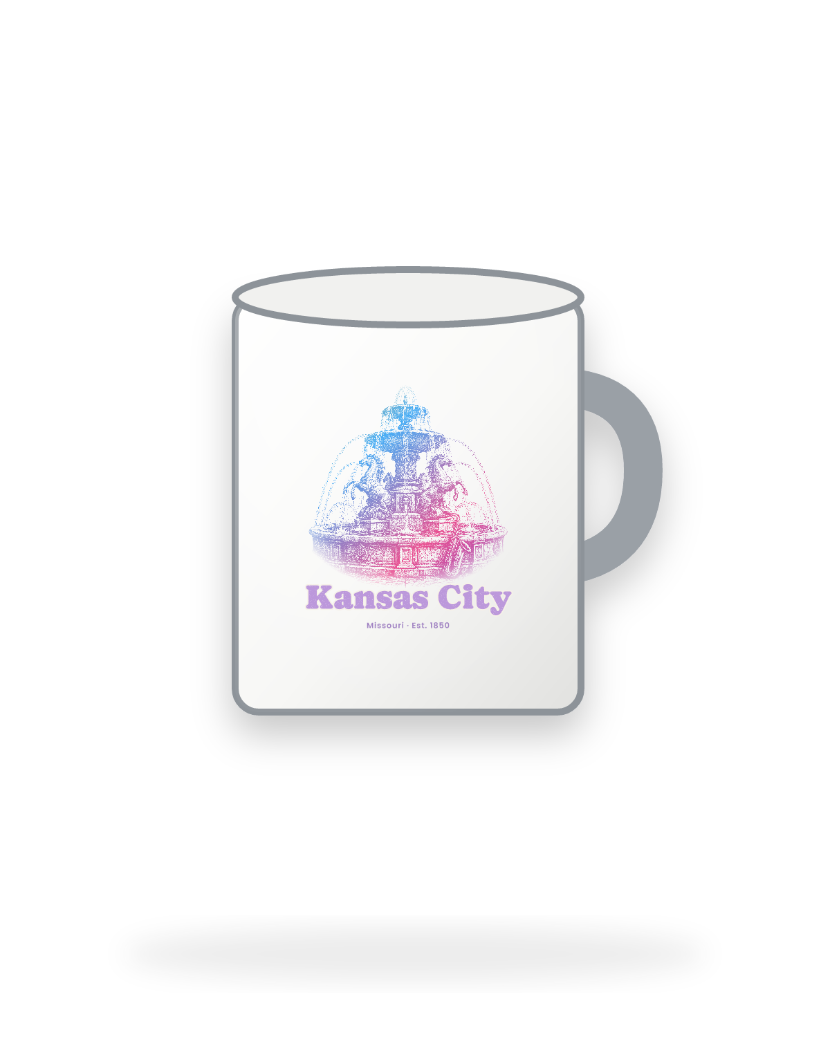Kansas City Fountain Enamel Camp Mug in White