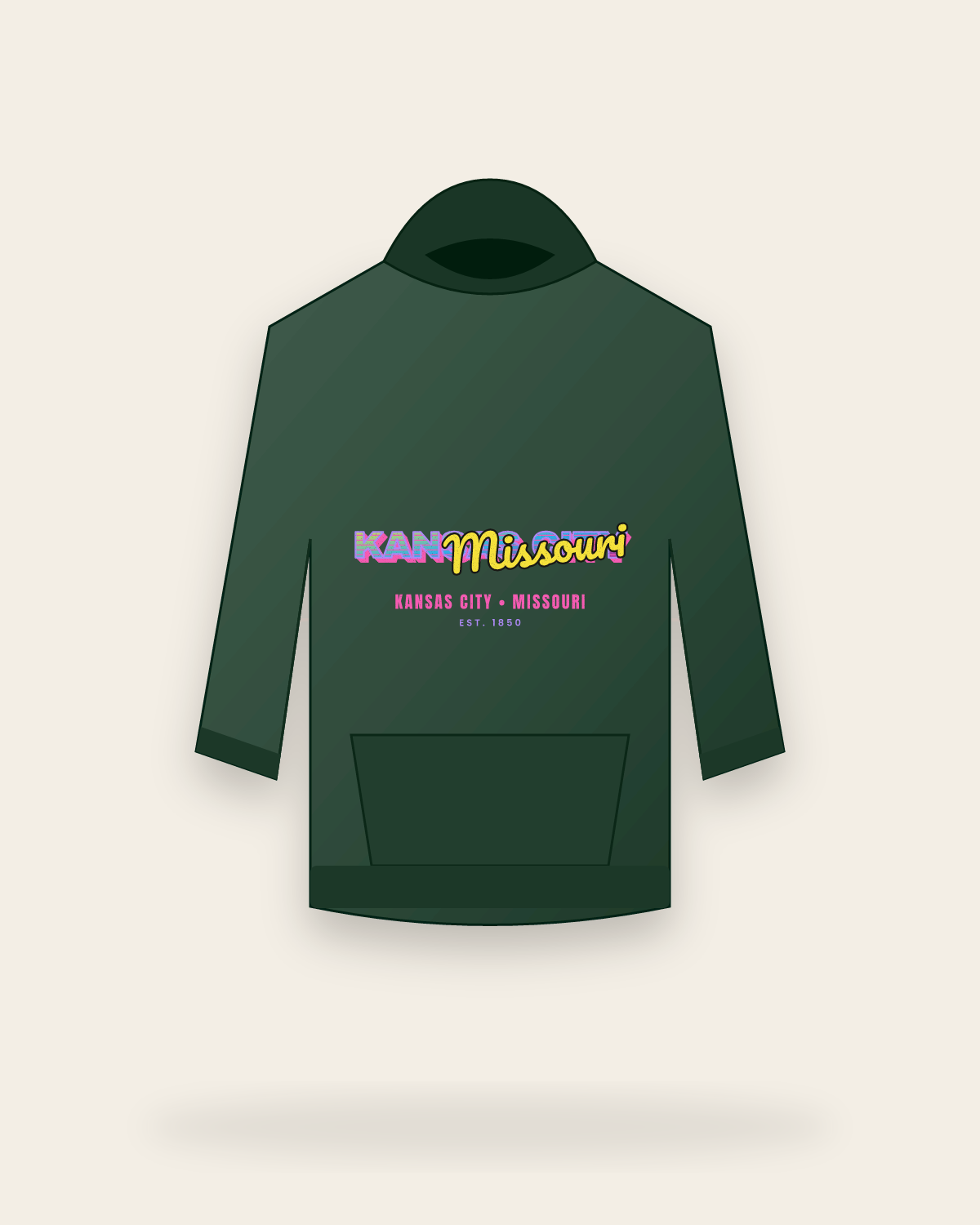 Kansas City Music TV Hooded Sweatshirt in Forest Green