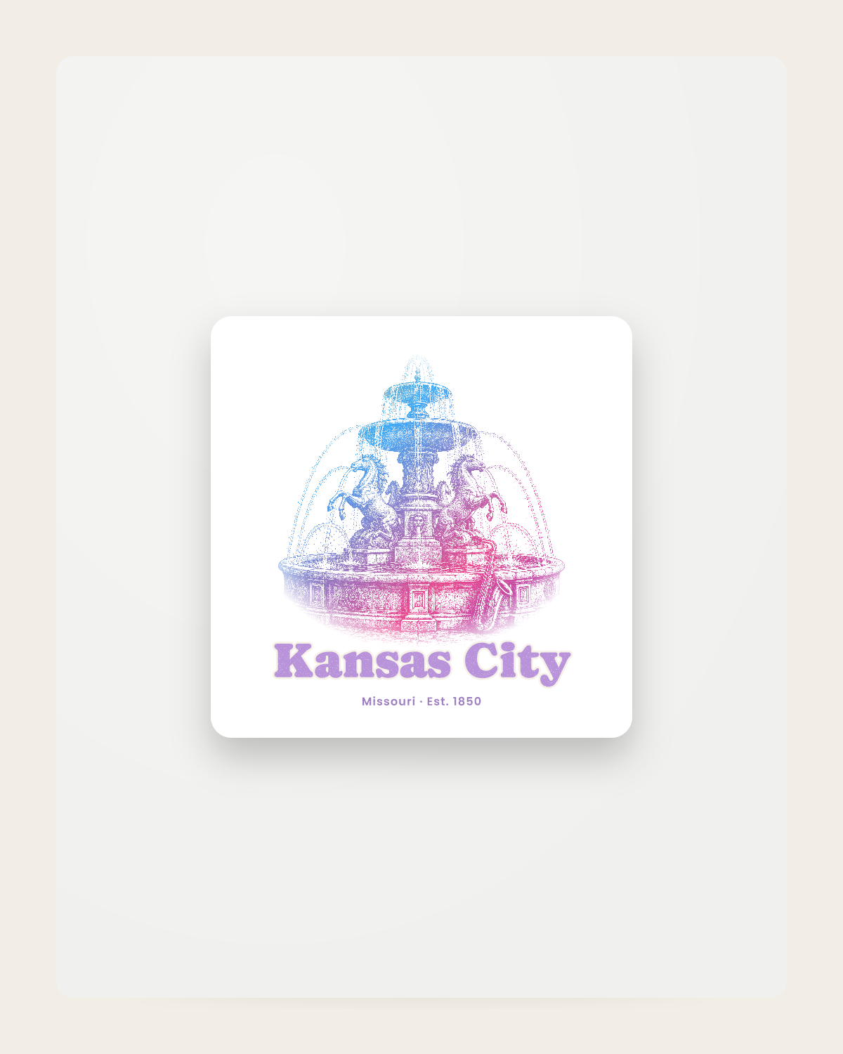 Kansas City Fountain Fridge Magnet in White